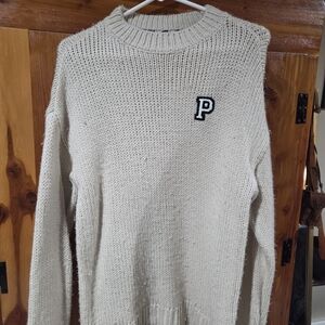 Victoria's Secret Pink Cream Knit Crew Sweater
